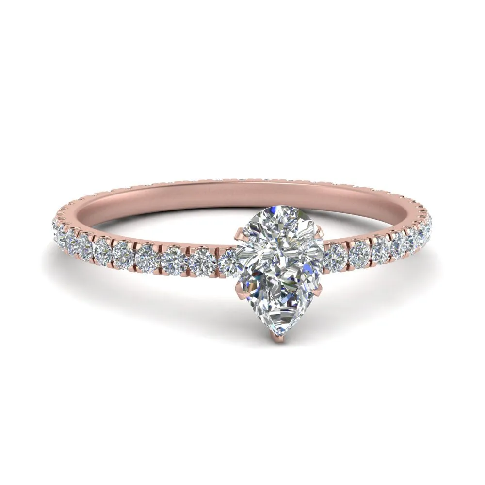 IGI Certified 1/2 - 5 Carat Lab Grown Diamond Pave Eternity Women Engagement Ring 14K Gold