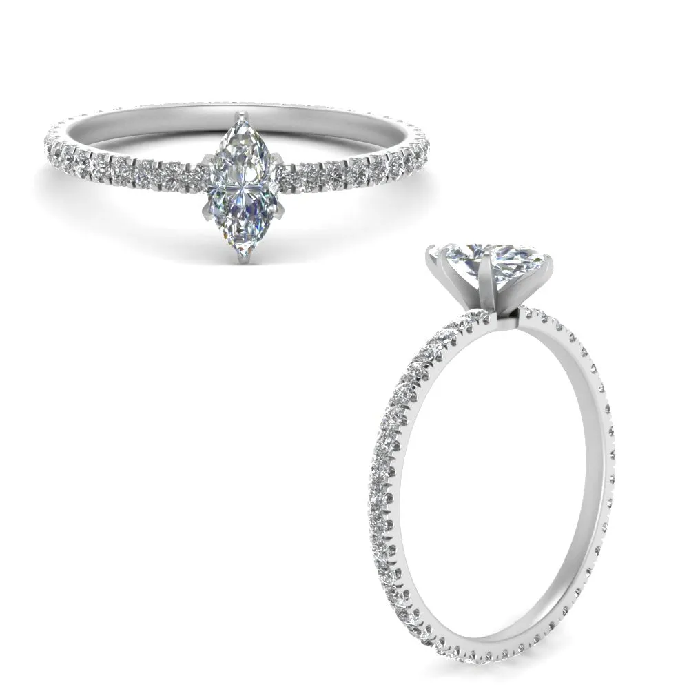IGI Certified 1/2 - 5 Carat Lab Grown Diamond Pave Eternity Women Engagement Ring 14K Gold