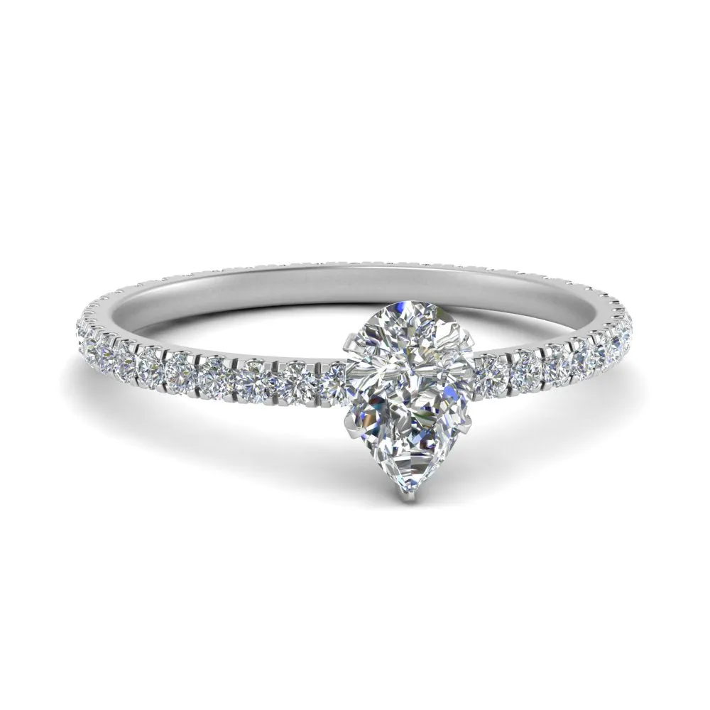 IGI Certified 1/2 - 5 Carat Lab Grown Diamond Pave Eternity Women Engagement Ring 14K Gold