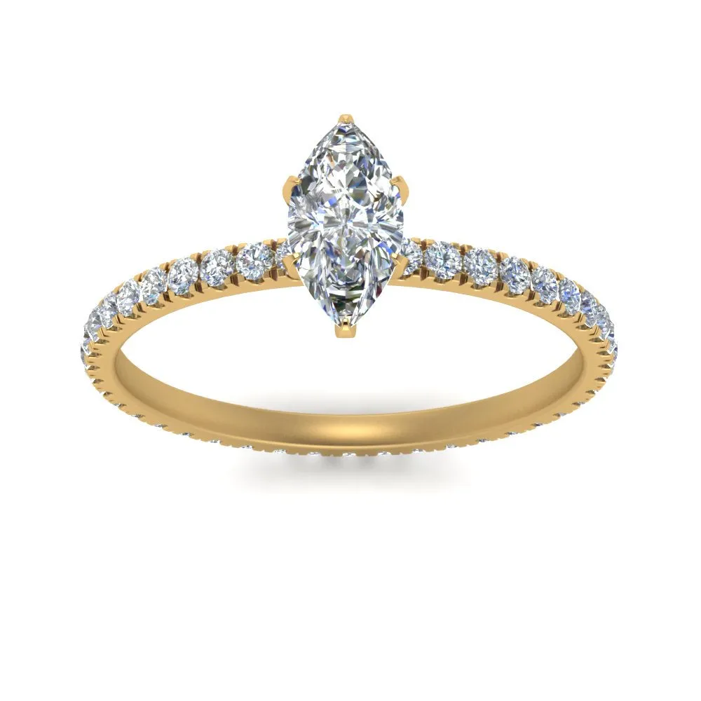 IGI Certified 1/2 - 5 Carat Lab Grown Diamond Pave Eternity Women Engagement Ring 14K Gold