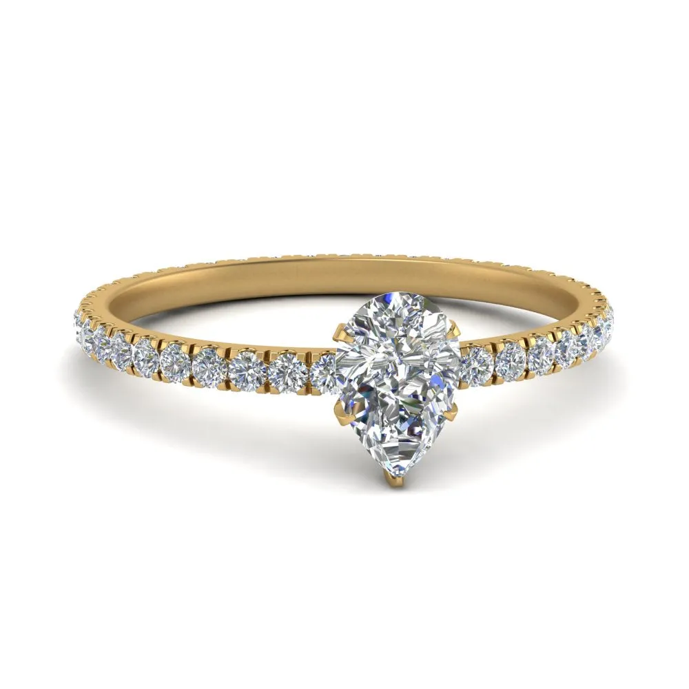 IGI Certified 1/2 - 5 Carat Lab Grown Diamond Pave Eternity Women Engagement Ring 14K Gold