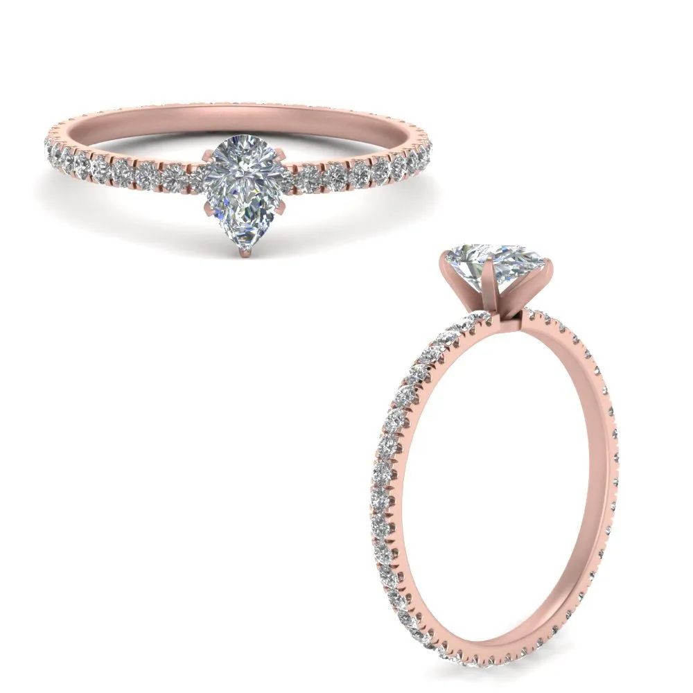 IGI Certified 1/2 - 5 Carat Lab Grown Diamond Pave Eternity Women Engagement Ring 14K Gold