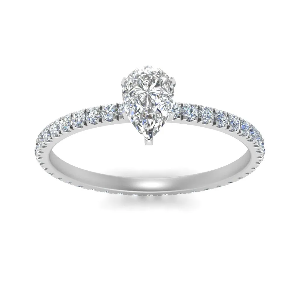 IGI Certified 1/2 - 5 Carat Lab Grown Diamond Pave Eternity Women Engagement Ring 14K Gold