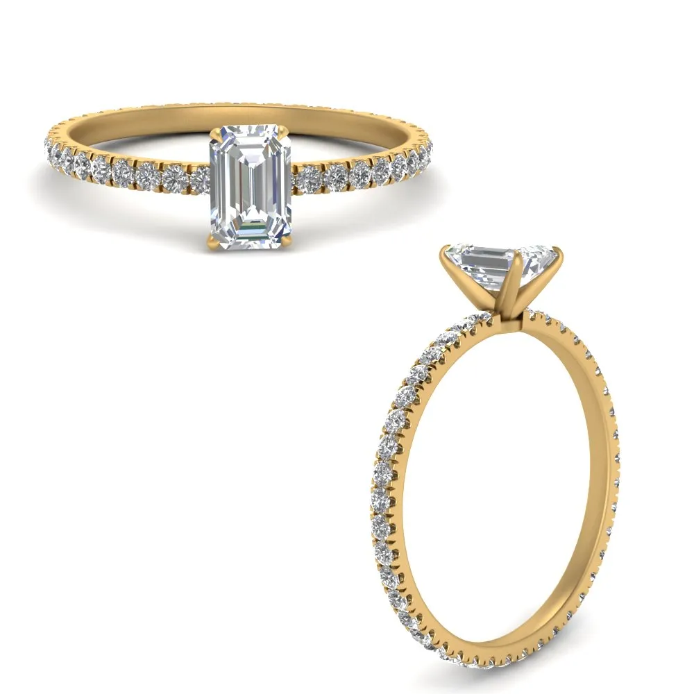 IGI Certified 1/2 - 5 Carat Lab Grown Diamond Pave Eternity Women Engagement Ring 14K Gold