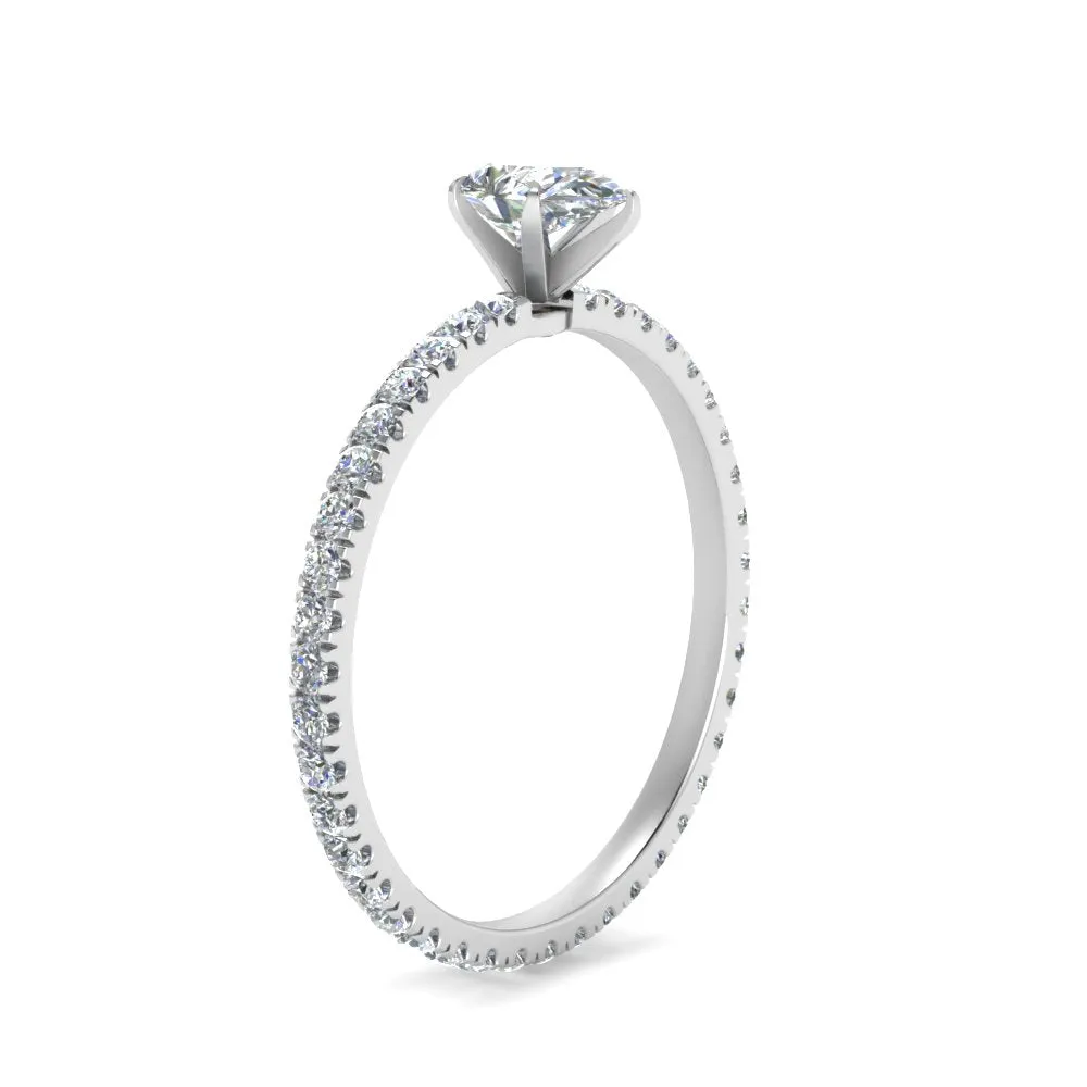 IGI Certified 1/2 - 5 Carat Lab Grown Diamond Pave Eternity Women Engagement Ring 14K Gold