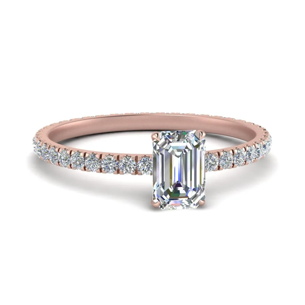 IGI Certified 1/2 - 5 Carat Lab Grown Diamond Pave Eternity Women Engagement Ring 14K Gold