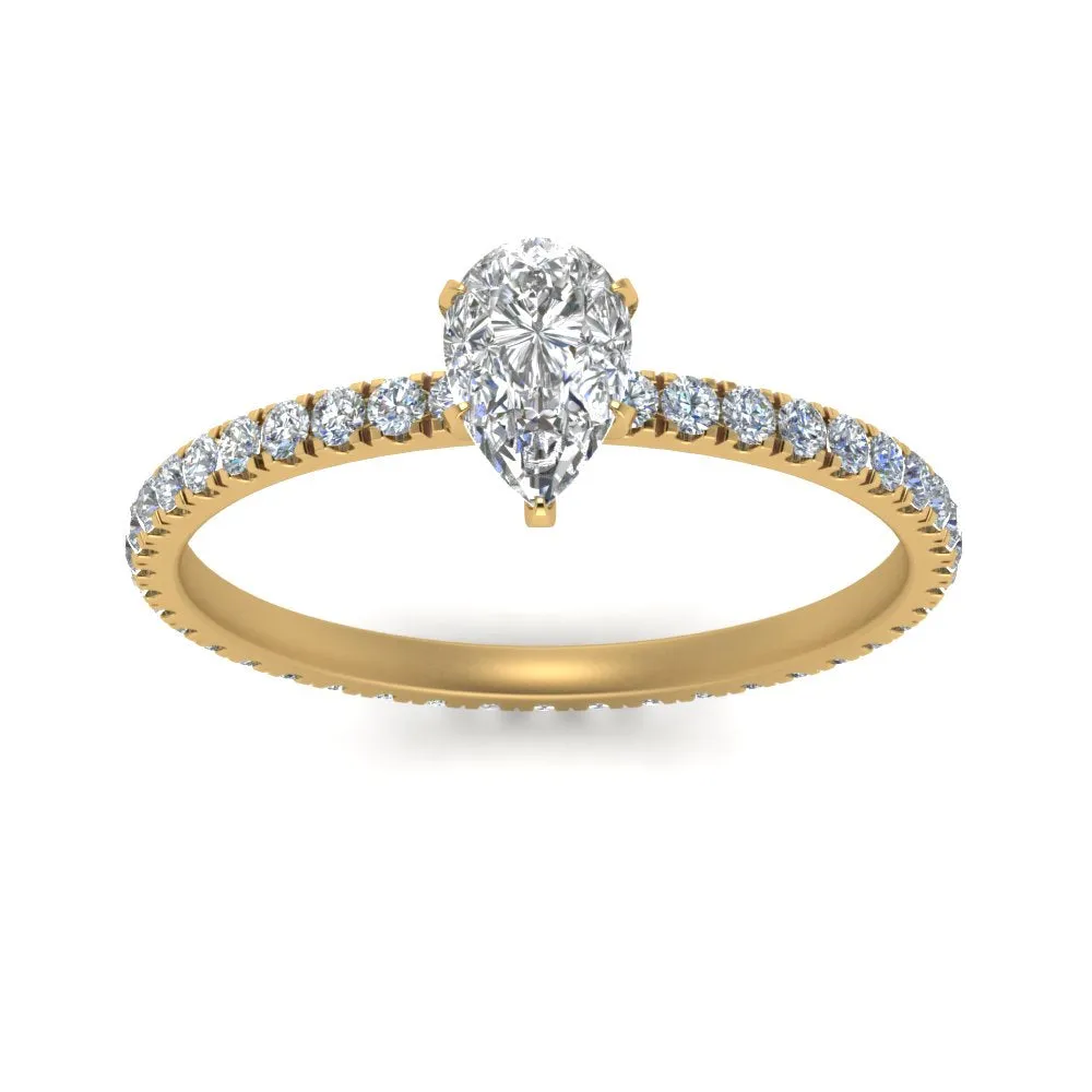 IGI Certified 1/2 - 5 Carat Lab Grown Diamond Pave Eternity Women Engagement Ring 14K Gold