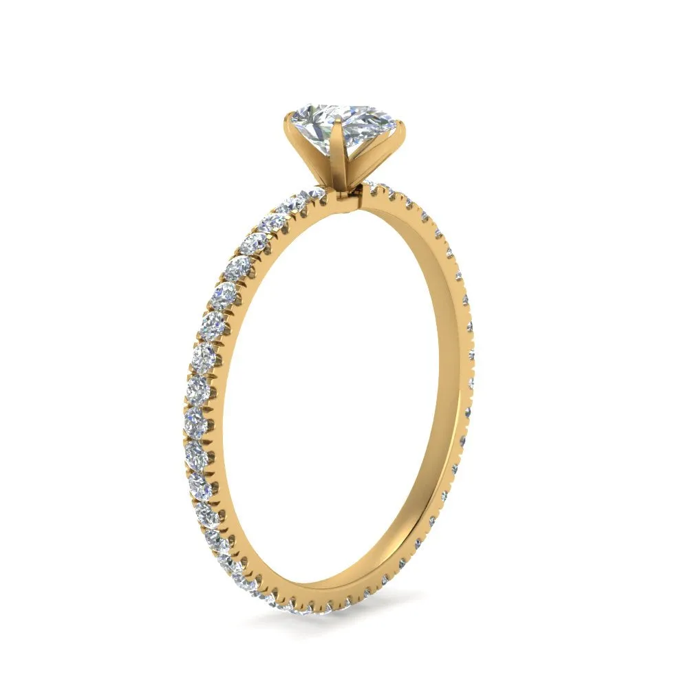 IGI Certified 1/2 - 5 Carat Lab Grown Diamond Pave Eternity Women Engagement Ring 14K Gold