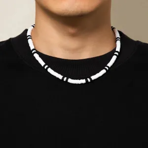 IngeSight.Z White Black Color Soft Clay Beads Choker Necklaces for Women Men Simple Minimalist Collar Necklaces Jewelry Gifts