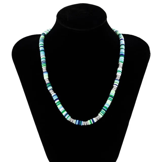 IngeSight.Z White Black Color Soft Clay Beads Choker Necklaces for Women Men Simple Minimalist Collar Necklaces Jewelry Gifts