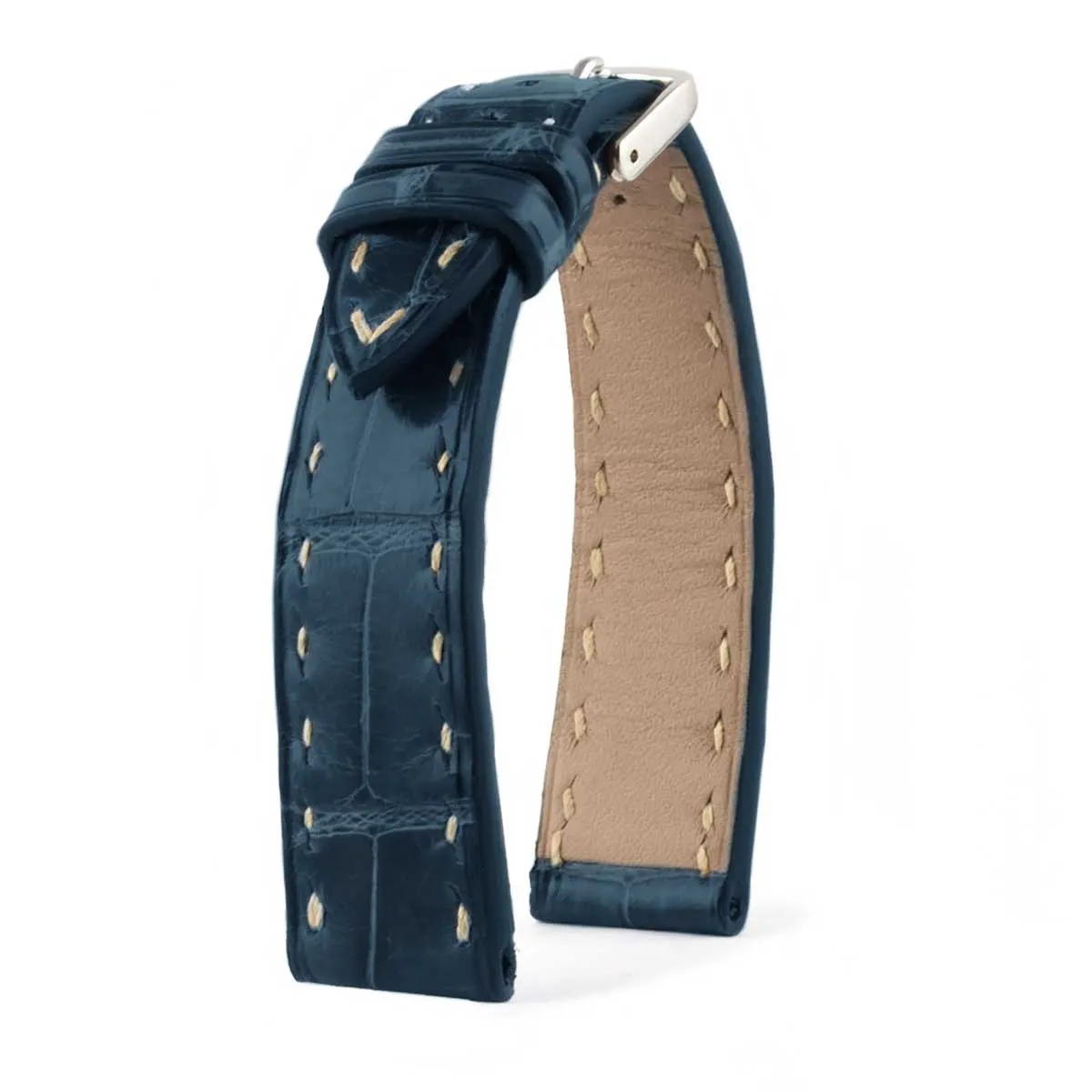 Jaeger Lecoultre Reverso - Bracelet de montre cuir - Alligator tannage waxé Marron, Gris, Bleu jean