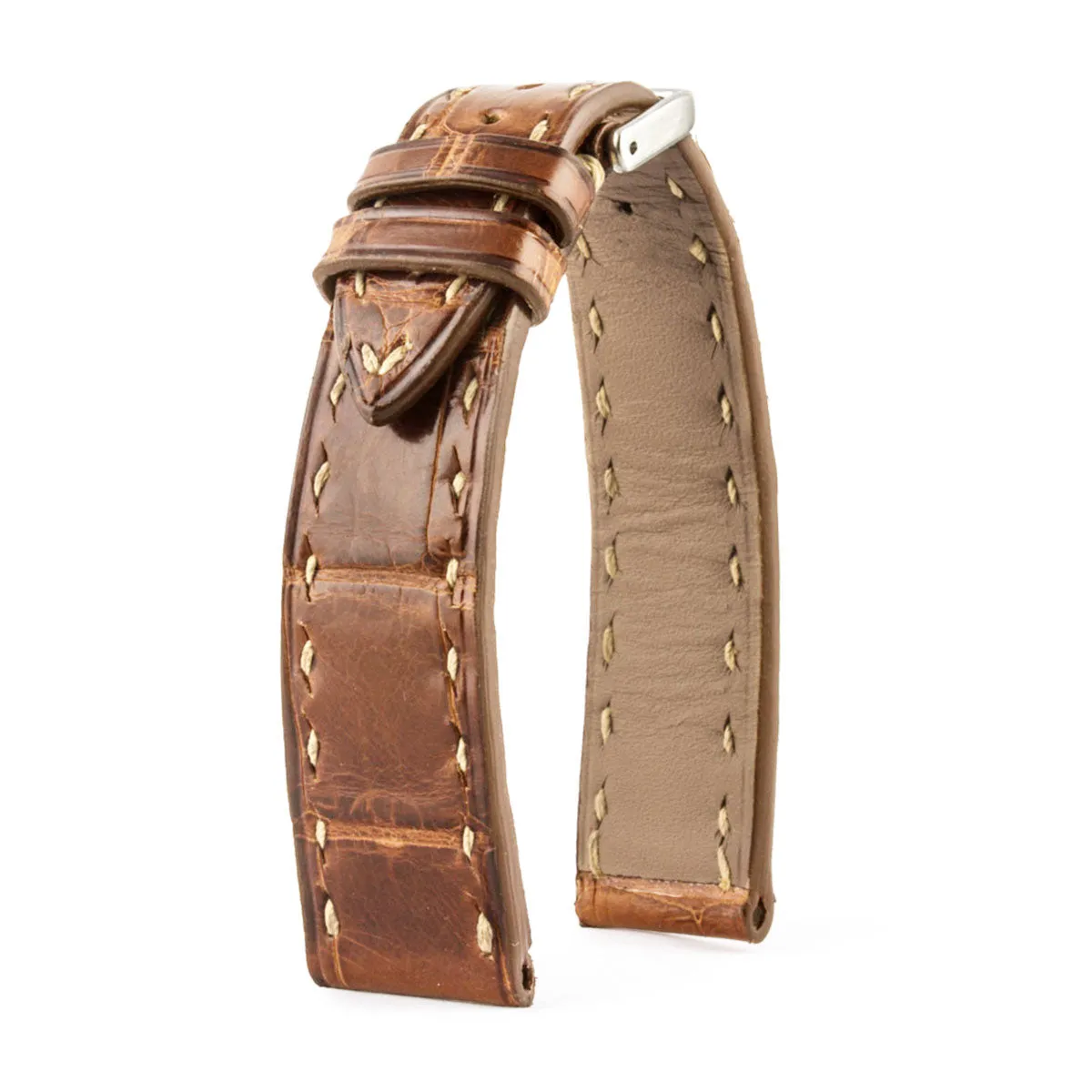 Jaeger Lecoultre Reverso - Bracelet de montre cuir - Alligator tannage waxé Marron, Gris, Bleu jean