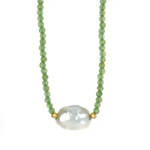 Keshi Pearl with Peridot beaded necklace