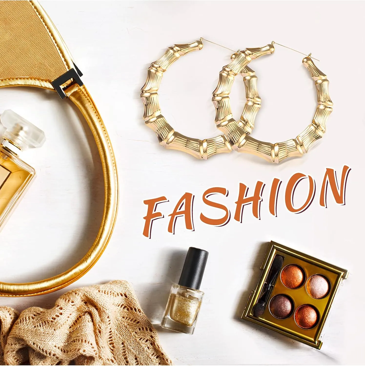 Large Bamboo Hoop Earrings Hip Hop Woman Bamboo Earrings Oversized Metal Hoop for Daily Wear 80s/ 90s Rapper Accessories