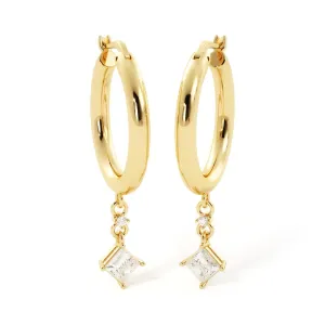 Lightwave Square Diamonds Earrings 1 Natural Diamonds in Yellow Gold