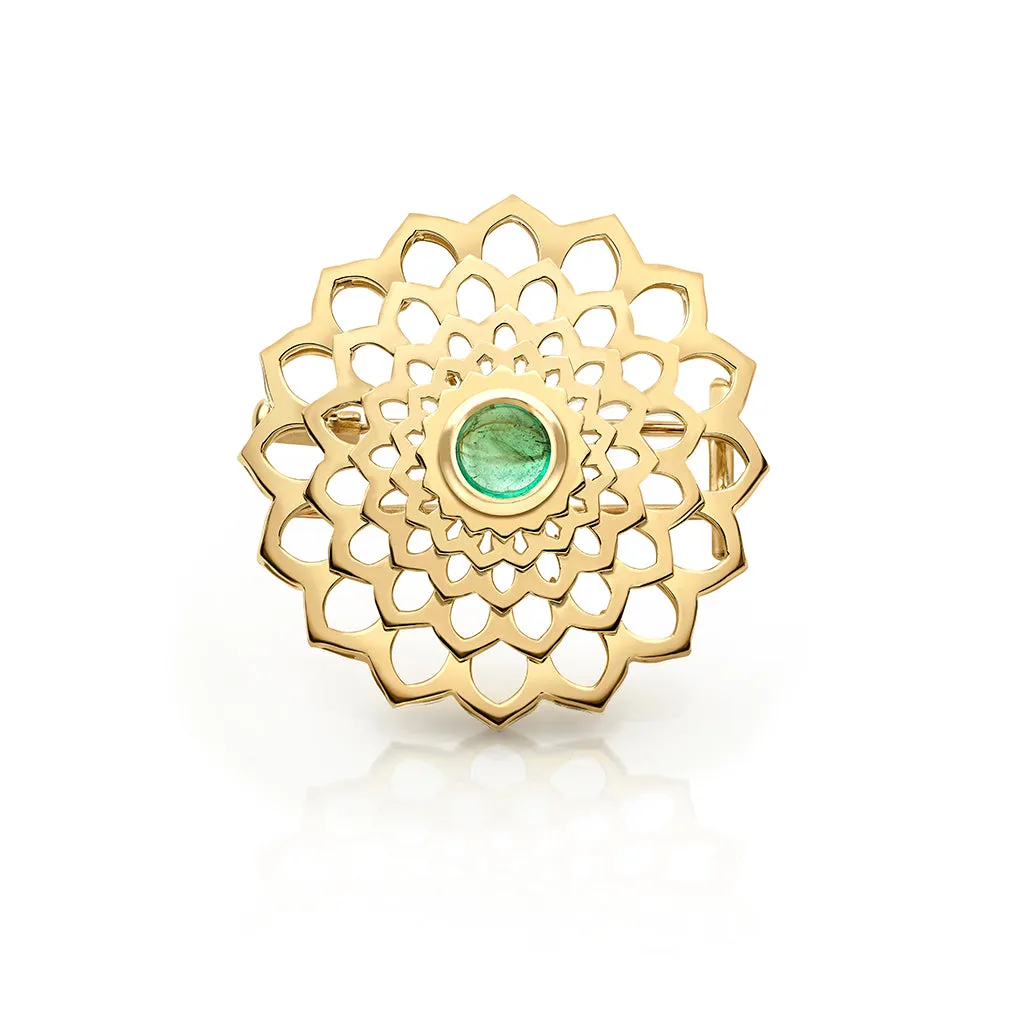 Mandala Emerald Brooch