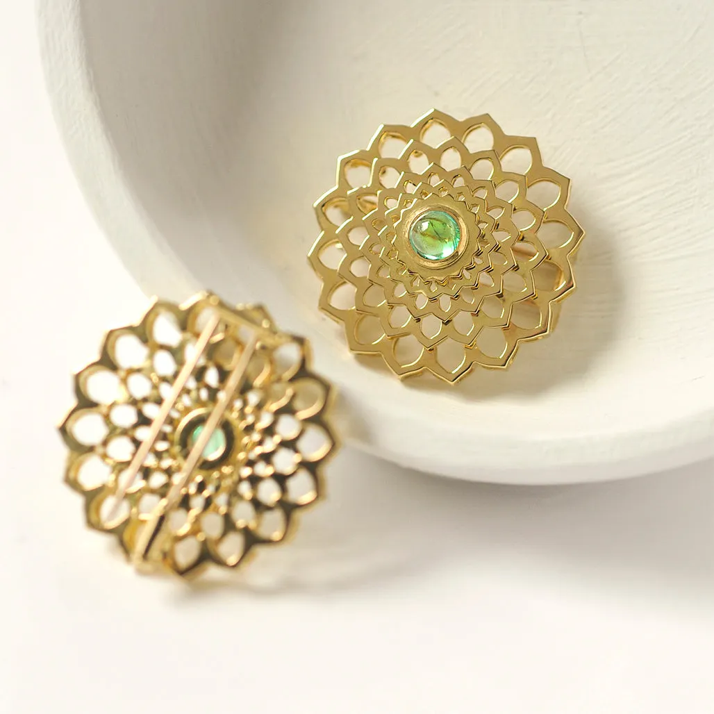 Mandala Emerald Brooch