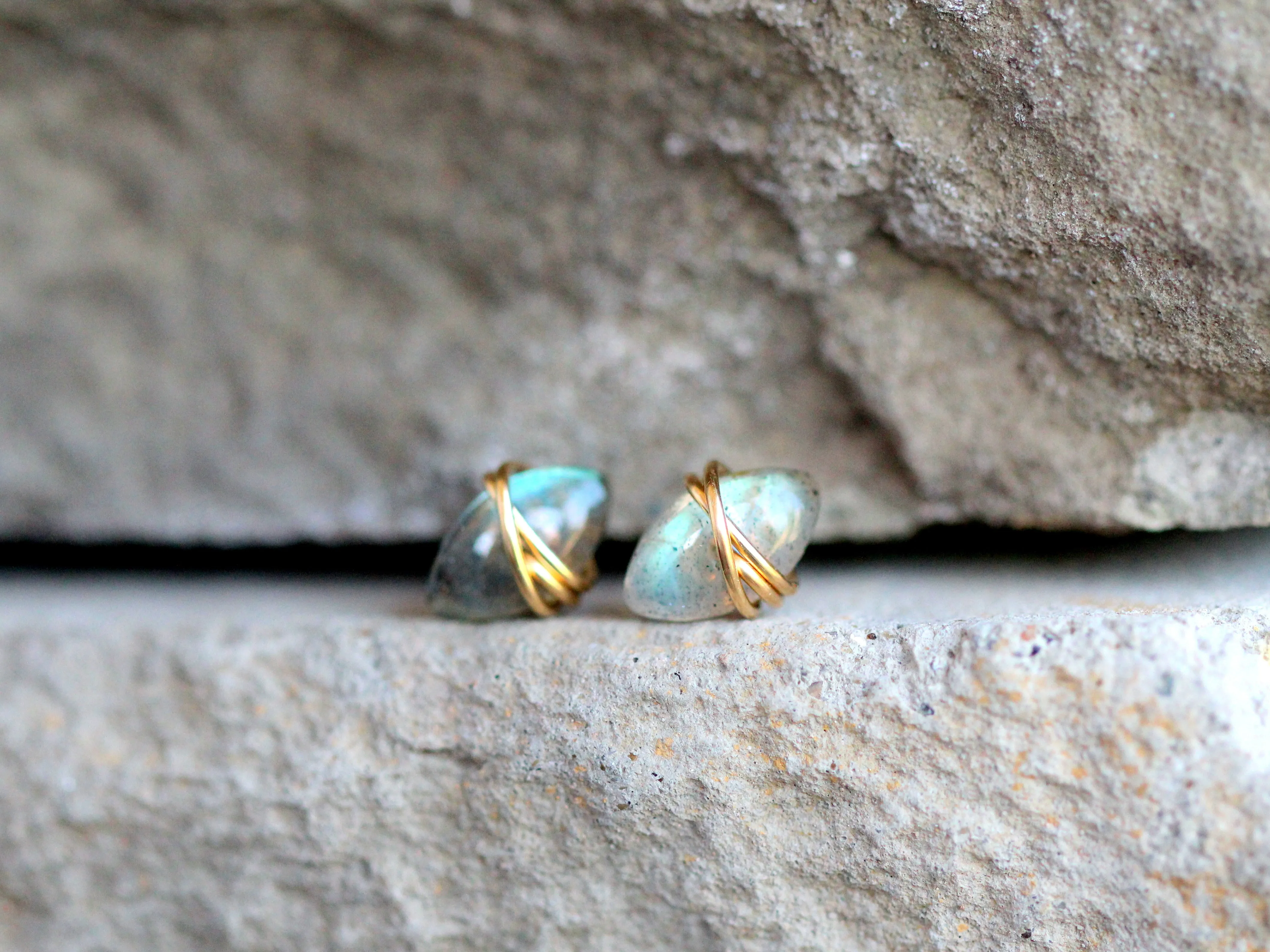 Marquis Studs - Labradorite