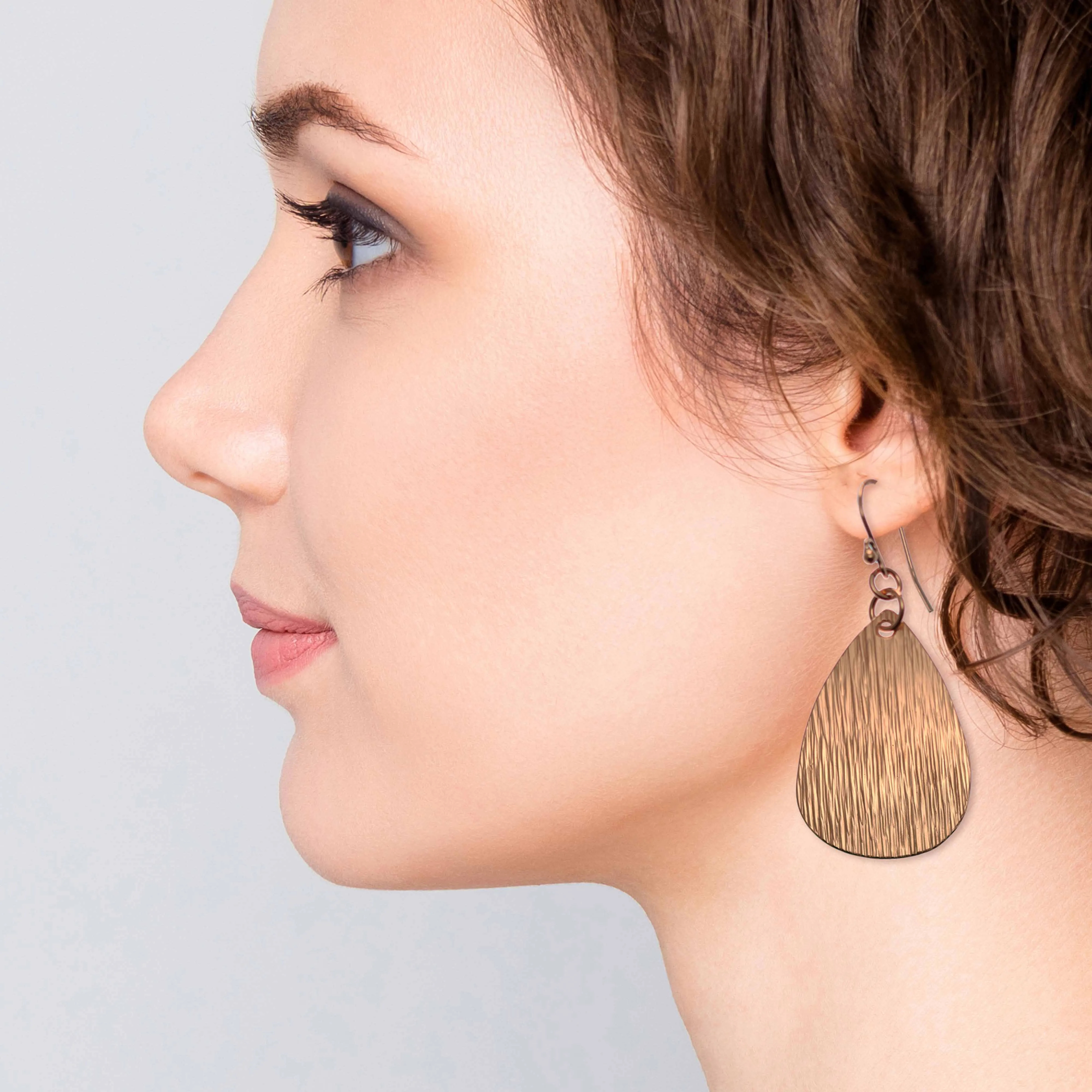 Medium Bark Embossed Copper Teardrop Earrings