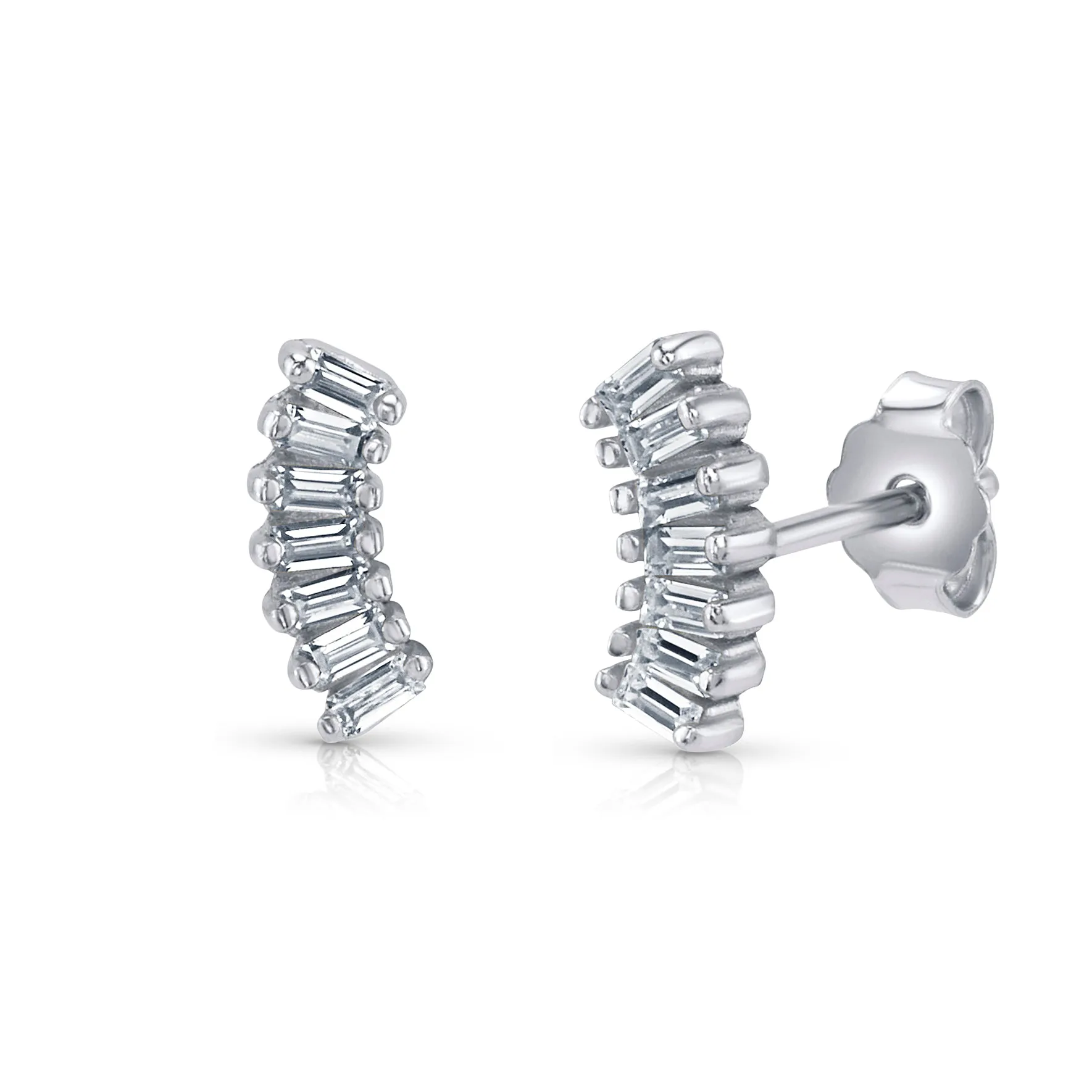 MINI BAGUETTE WING STUDS, SILVER