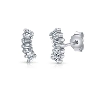 MINI BAGUETTE WING STUDS, SILVER