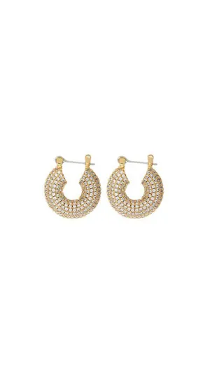 Mini Pave Donut Hoops - Gold