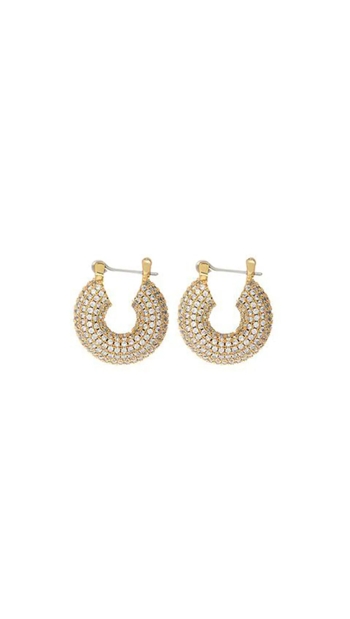 Mini Pave Donut Hoops - Gold