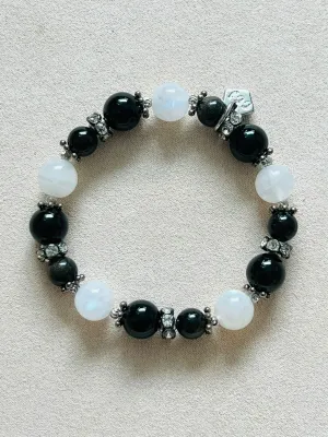 Moonstone, Gold Sheen Obsidian & Black Onyx Bracelet