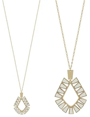 Natural Wood Geometric 32" Necklace