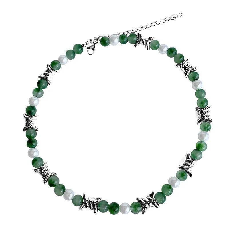 New Chinese Style Thorn Jade Pearl Necklace