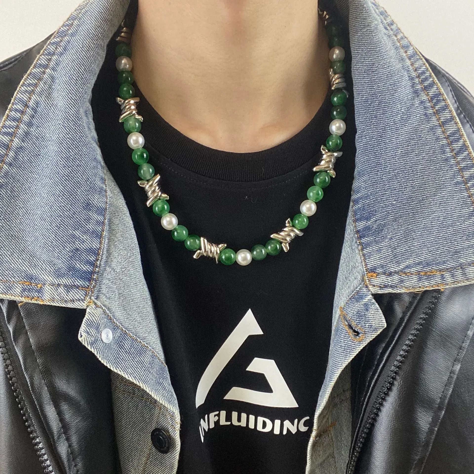 New Chinese Style Thorn Jade Pearl Necklace