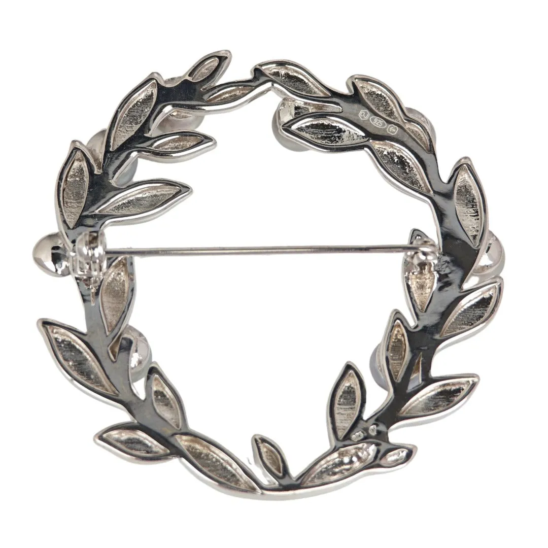 Olive Wreath Pearl Brooch Hallmarked