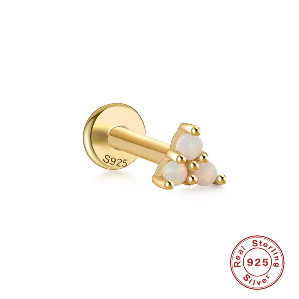 Opulent Opal And Diamond Threaded Ear Bone Stud