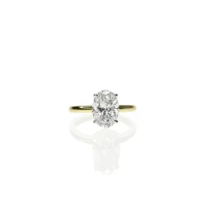Oval Diamond with Thin Gold Band