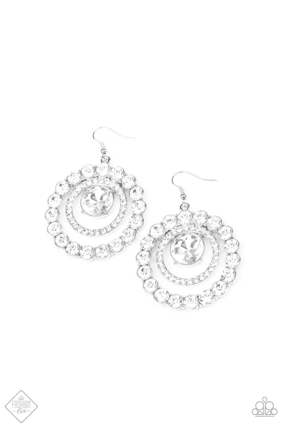 Paparazzi Accessories - Glitzy Gamble #L92 - White Fashion Fix Earrings