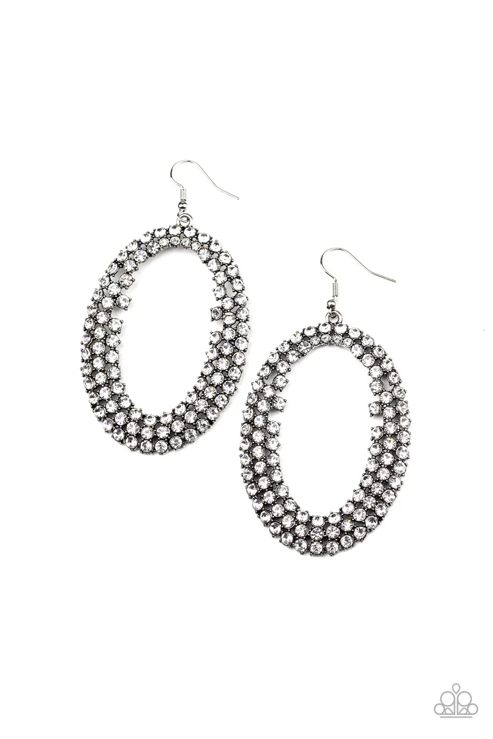 Paparazzi Accessories - Radical Razzle #E150 Bin - White Earrings