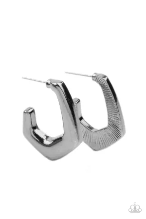 Paparazzi On The Hook Black Post Hoop Earrings
