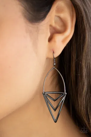 Paparazzi Proceed With Caution - Black Earrings