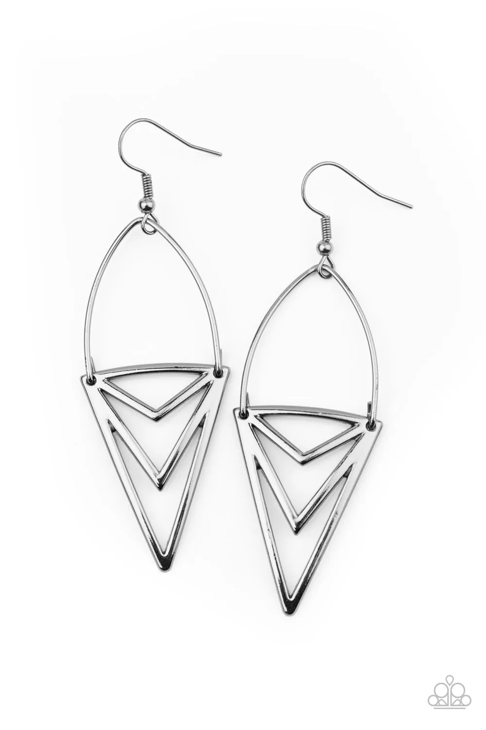 Paparazzi Proceed With Caution - Black Earrings