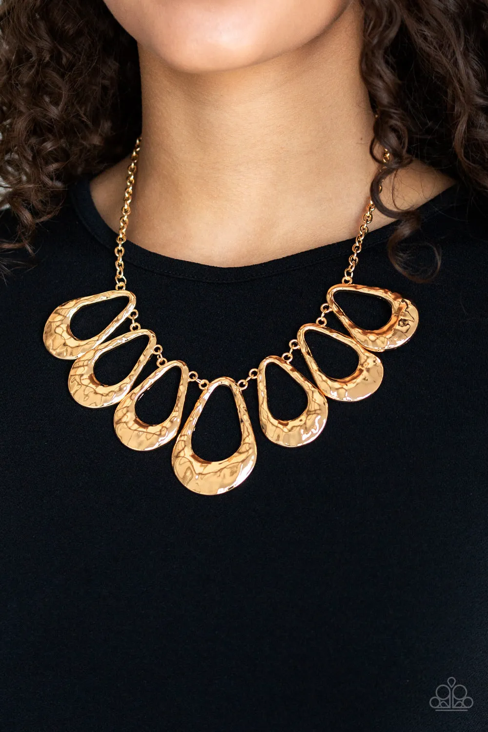 Paparazzi Teardrop Envy Gold Short Necklace