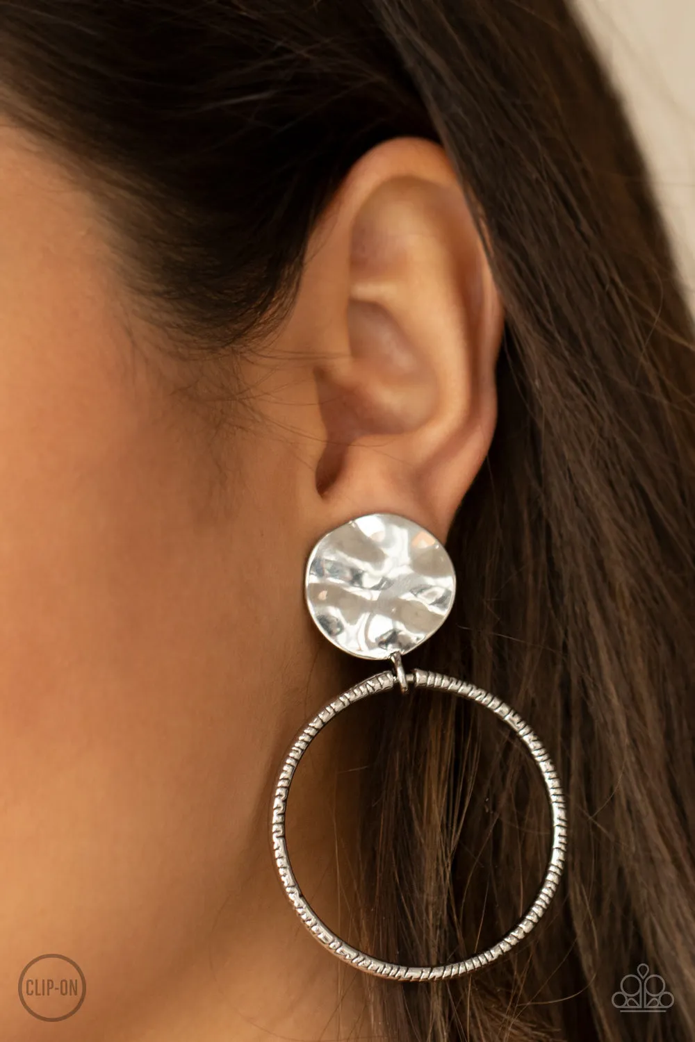 Paparazzi Undeniably Urban Silver Clip-On Earrings - P5CO-SVXX-072XX