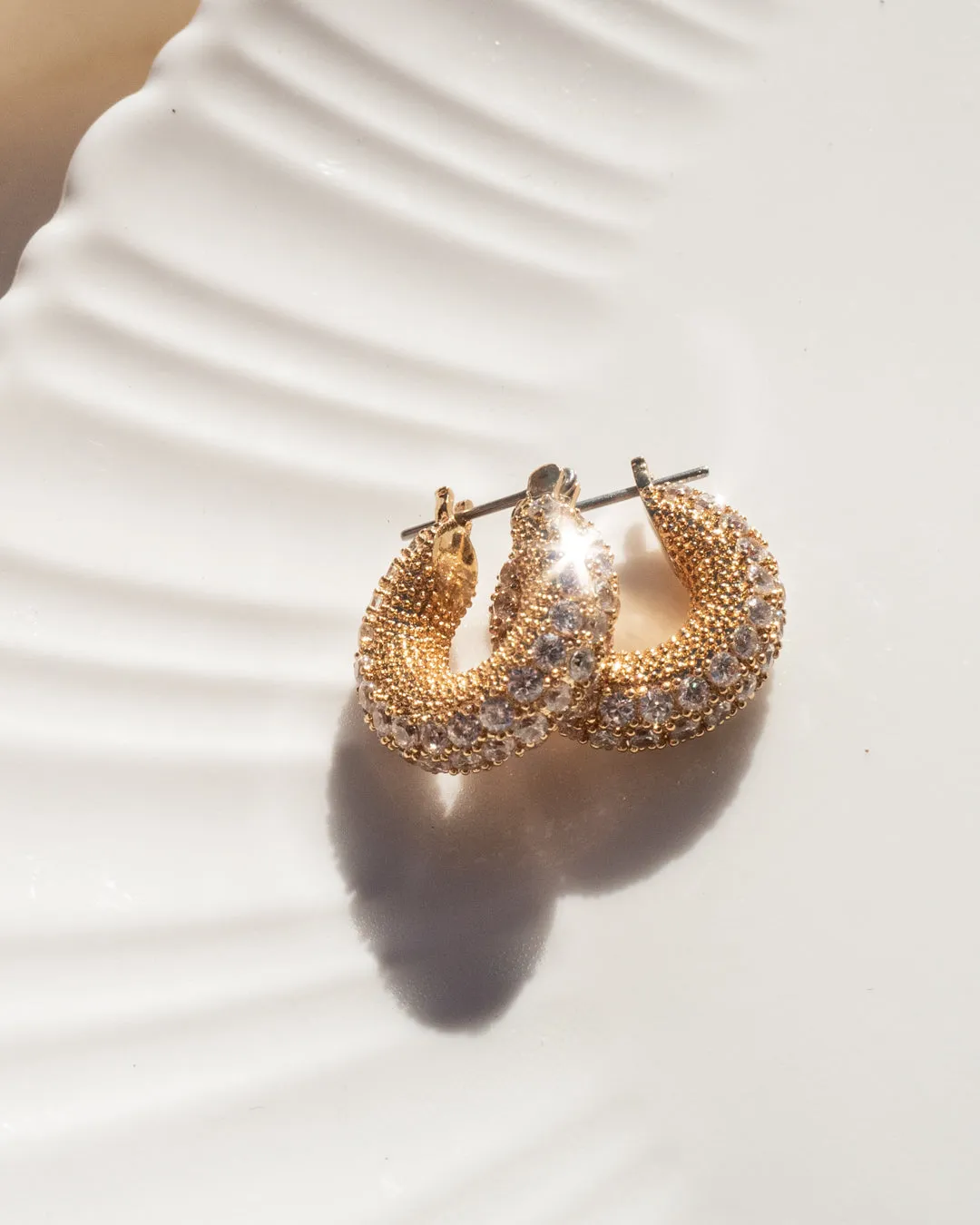 Pave Giselle Hoops- Gold