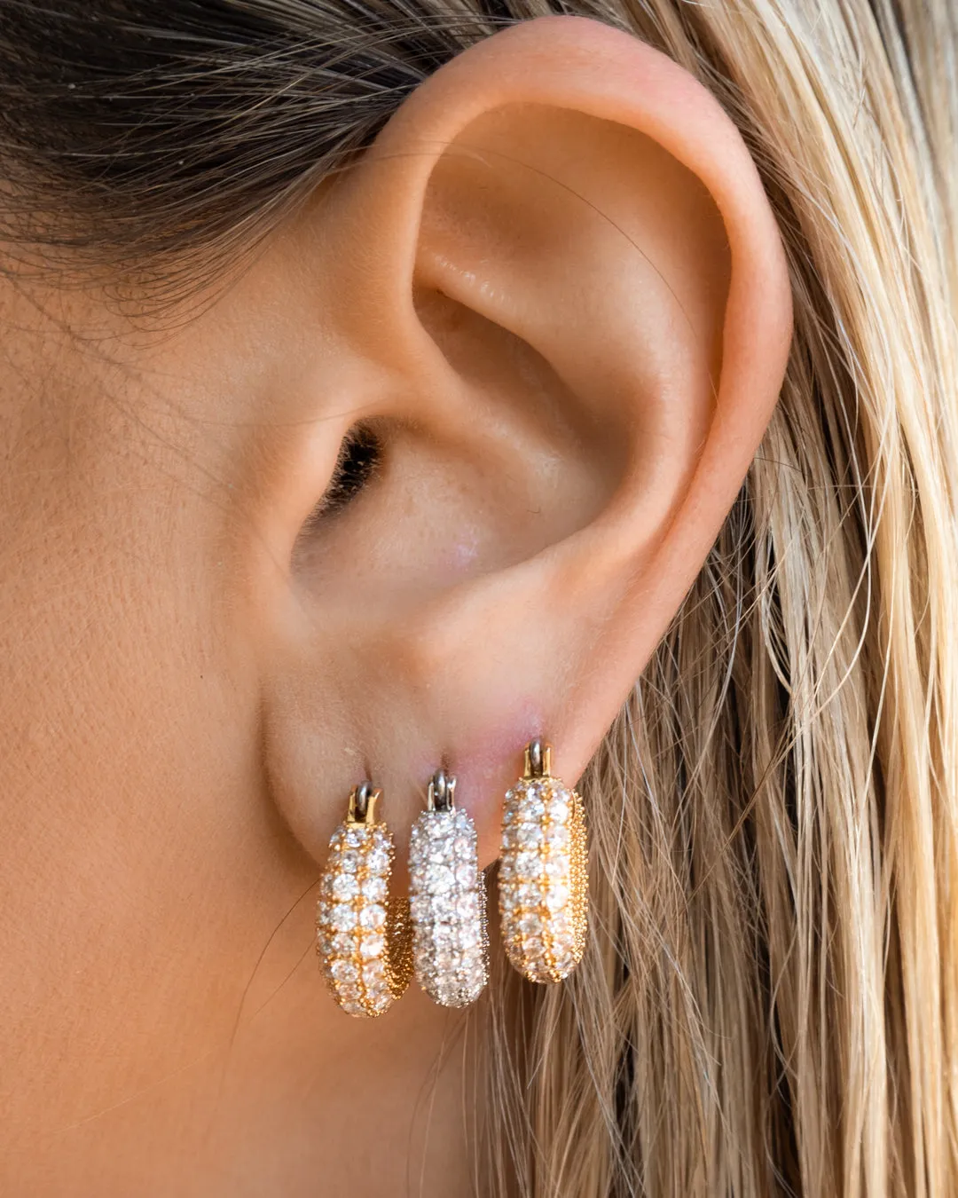 Pave Giselle Hoops- Gold