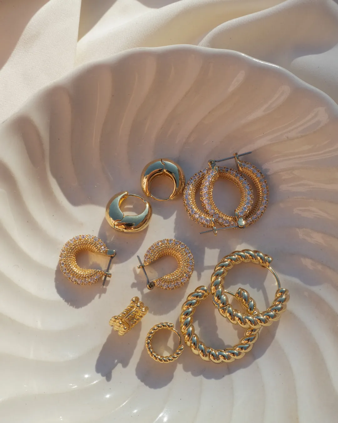 Pave Giselle Hoops- Gold