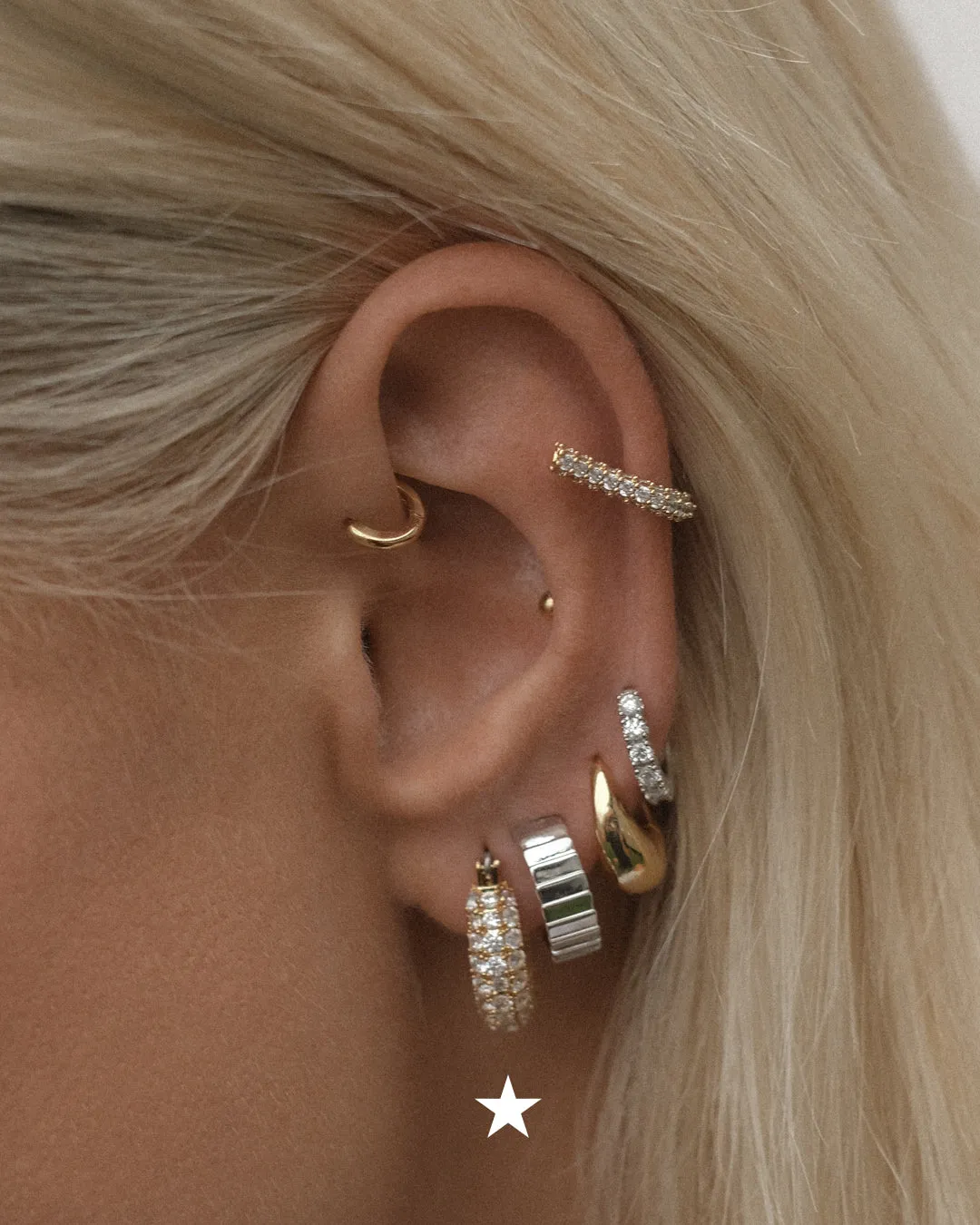 Pave Giselle Hoops- Gold