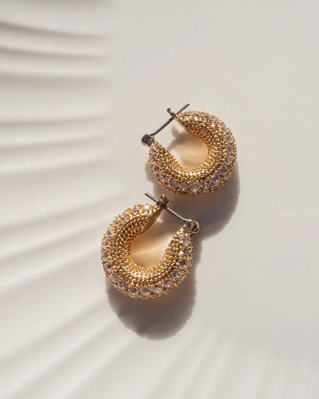 Pave Giselle Hoops- Gold