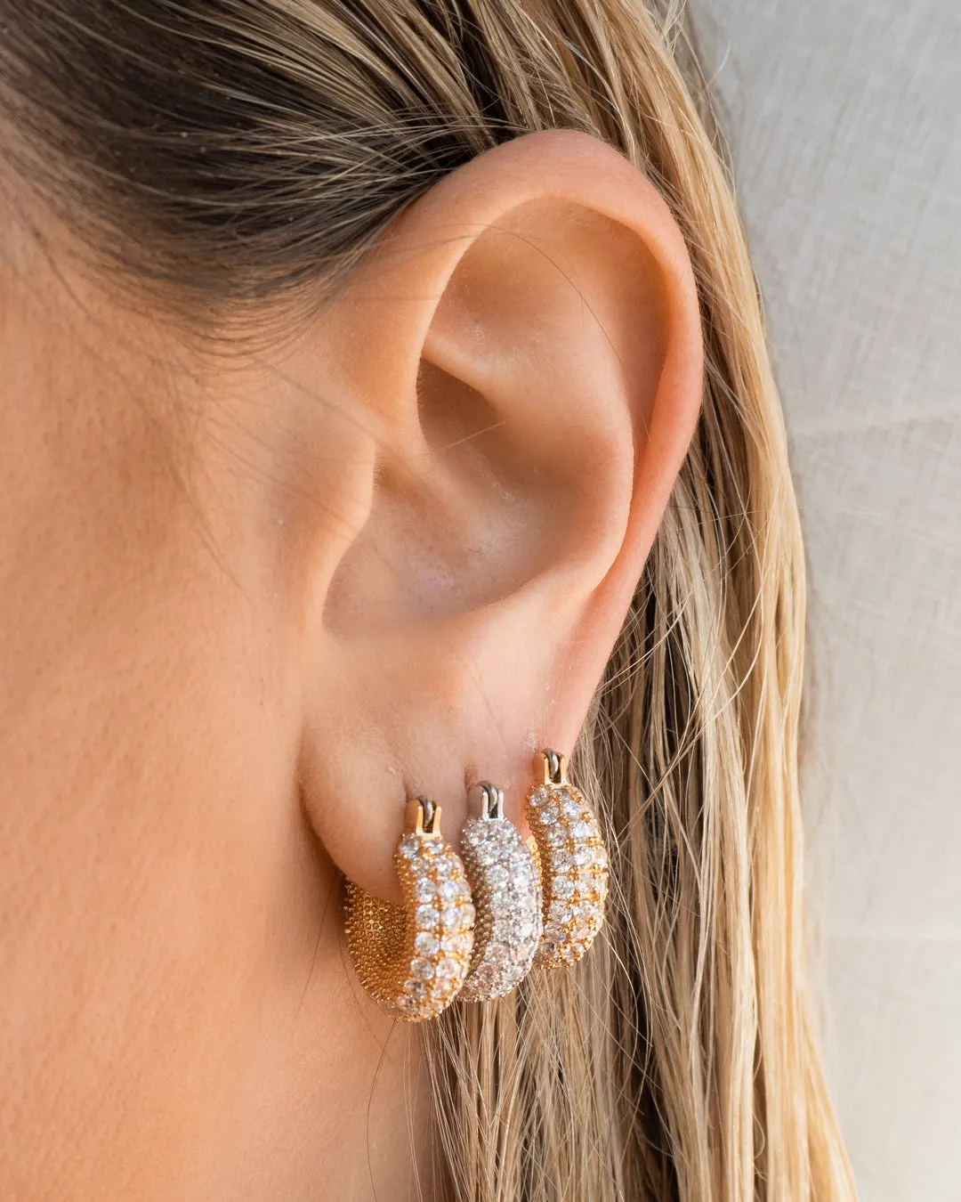 Pave Giselle Hoops- Gold