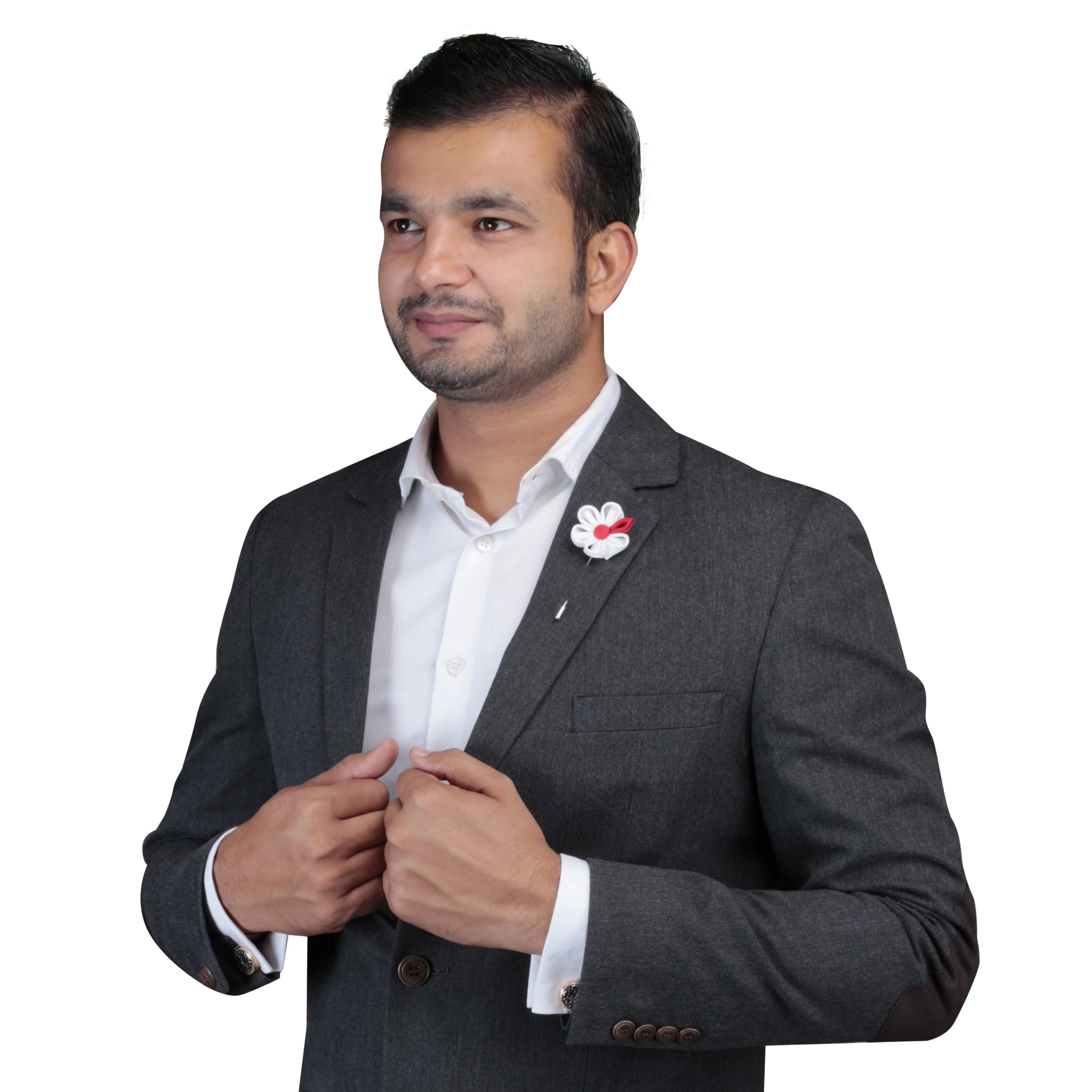 Peluche Dual Shaded Beauty White & Red Colored Brooch / Lapel Pin for Men