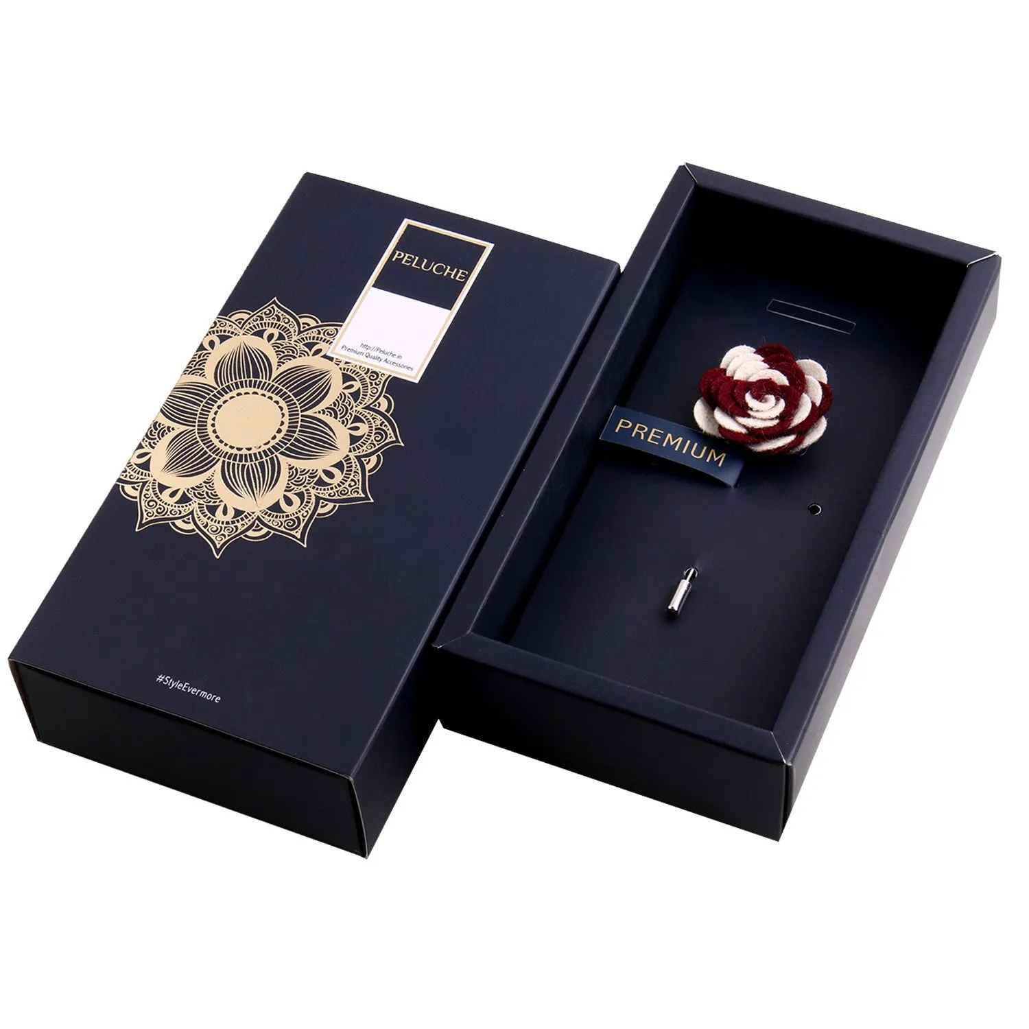 Peluche Melodious Whirlpool White and Maroon Brooch