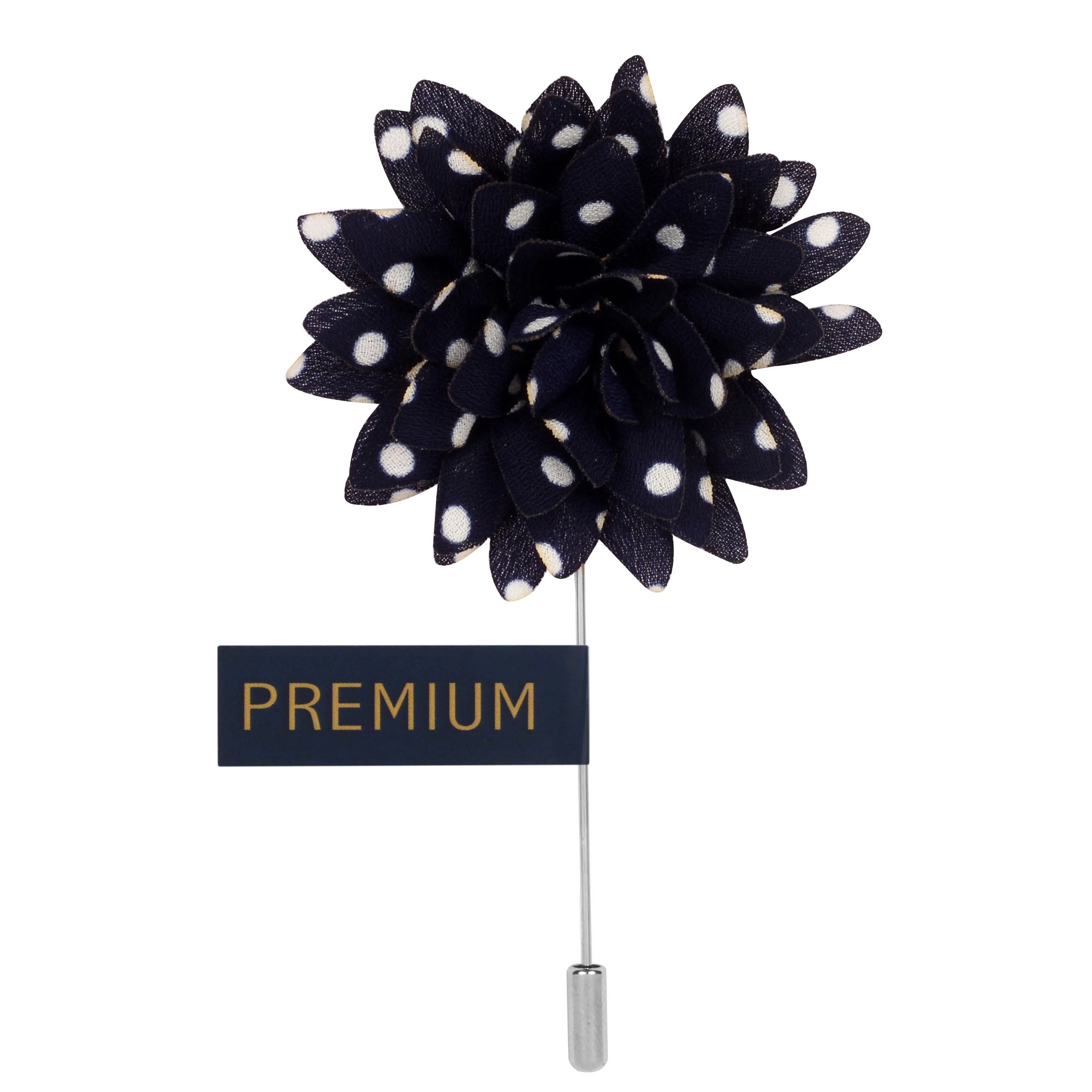 Peluche Polka Petals Blue, White Brooch Lapel Pin